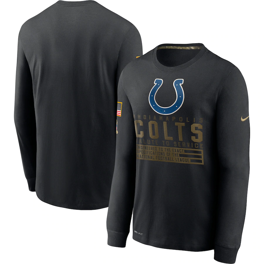 Men NFL Indianapolis Colts T Shirt Nike Olive Salute To Service Green